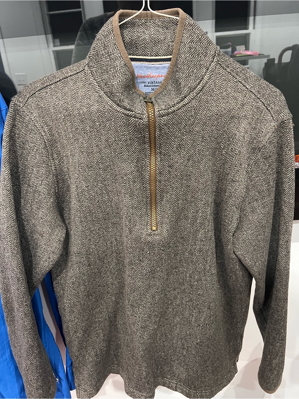 Men's weatherproof vintage, Herringbone Half-Zip Sweater - Brown, size medium
